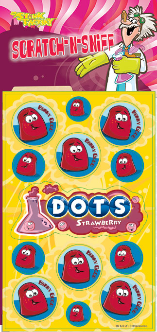 Dr. Stinky Scratch-N-Sniff Stickers Strawberry Dots Package