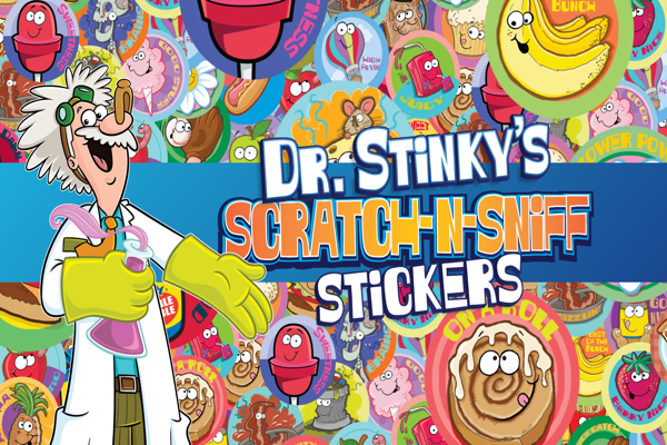 Scratch and Sniff Stickers are back, and Dr. Stinky's leading the way!