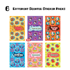 Dr. Stinky's All Treat Bundle sticker sheets, 6 different scented sticker packs