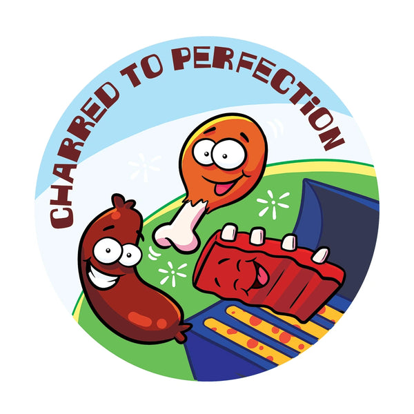 Dr. Stinky's Barbecue scratch-n-sniff sticker, 1.25-inch round size