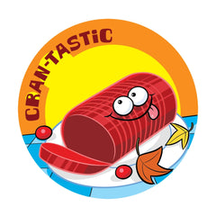 Dr. Stinky's Cranberry Sauce scratch-n-sniff sticker, Large size (1.25-inch)