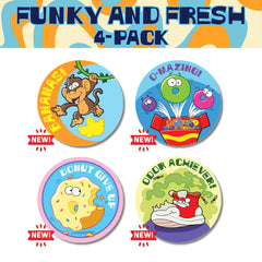 Dr. Stinky's Funky and Fresh 4-Pack stickers, 6 Large size stickers