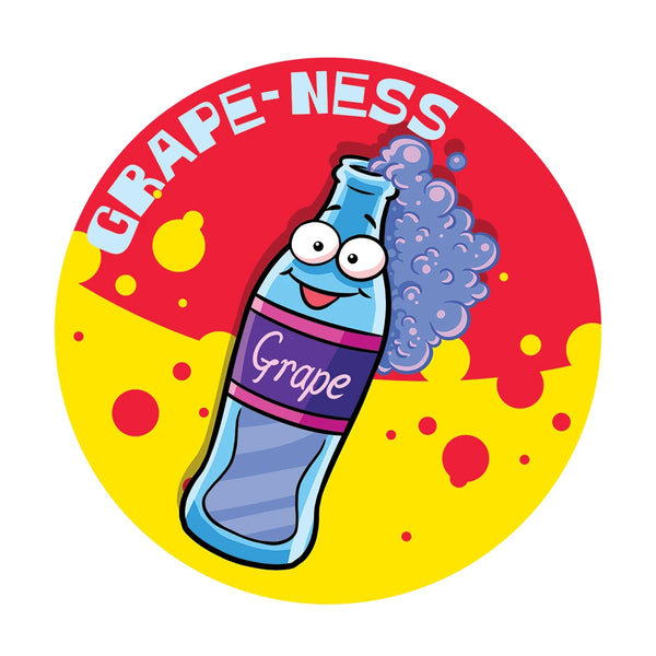 Dr. Stinky's Grape Soda scratch-n-sniff sticker, Large size (1.25-inch)