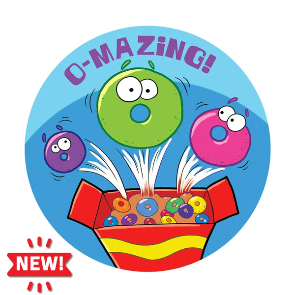 Dr. Stinky's Happy Loops scratch-n-sniff sticker, Large size (1.25-inch) with a NEW! badge