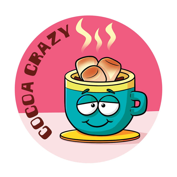 Dr. Stinky's Hot Cocoa scratch-n-sniff sticker, Large size (1.25-inch)