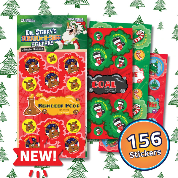 Dr. Stinky's Sleighing It scratch-n-sniff sticker bundle, 6 packs, 156 stickers total