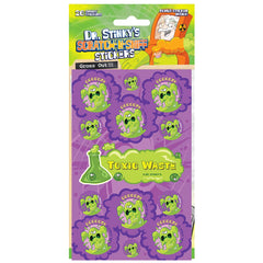Dr. Stinky's Toxic Waste scratch-n-sniff sticker package, 26 stickers with a bonus sticker inside