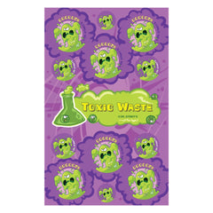 Dr. Stinky's Toxic Waste scratch-n-sniff sticker sheet, 13 stickers across Jumbo, Large, Small & Mini sizes