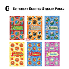 Dr. Stinky's Tricky 6 Pack sticker sheets, 6 different scented sticker packs