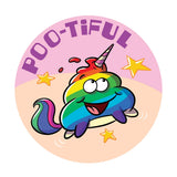 Dr. Stinky's Unicorn Poop scratch-n-sniff sticker, Large size (1.25-inch)