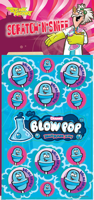 Dr. Stinky Scratch-N-Sniff Stickers Blue Raspberry Blow Pop Package