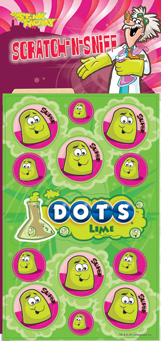 Dr. Stinky Scratch-N-Sniff Stickers Lime Dots Package