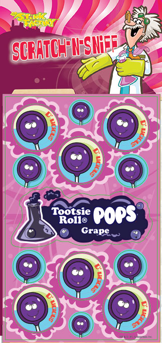 Dr. Stinky Scratch-N-Sniff Stickers Tootsie Roll Pop Grape Package