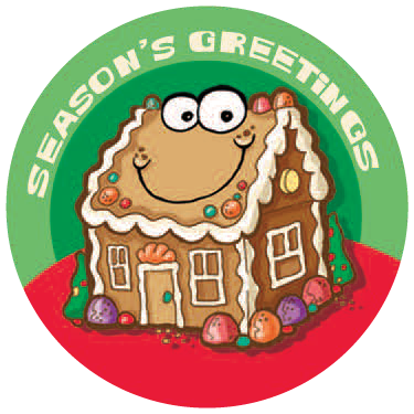 Dr. Stinky's Holiday Sticker Gingerbread house